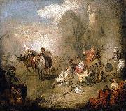 Jean-Baptiste Pater Soldiers and Camp Followers Resting from a March Spain oil painting artist